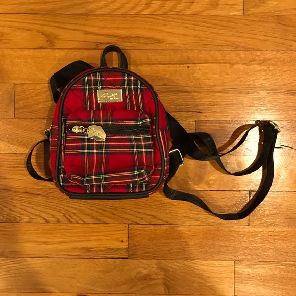 Betsey Johnson Luv Betsey Jessie Red Plaid Mini Winged Backpack EUC - Picture 3 of 3